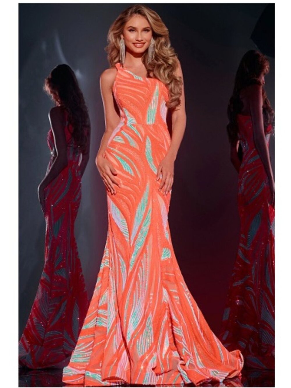 Jovani Beaded Mermaid Gown with Sheer Side Panels NWT, Size 8